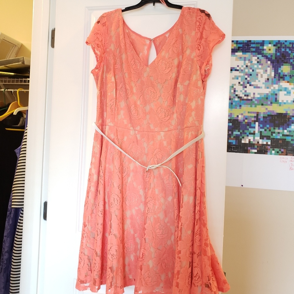 Peach lace floral dress